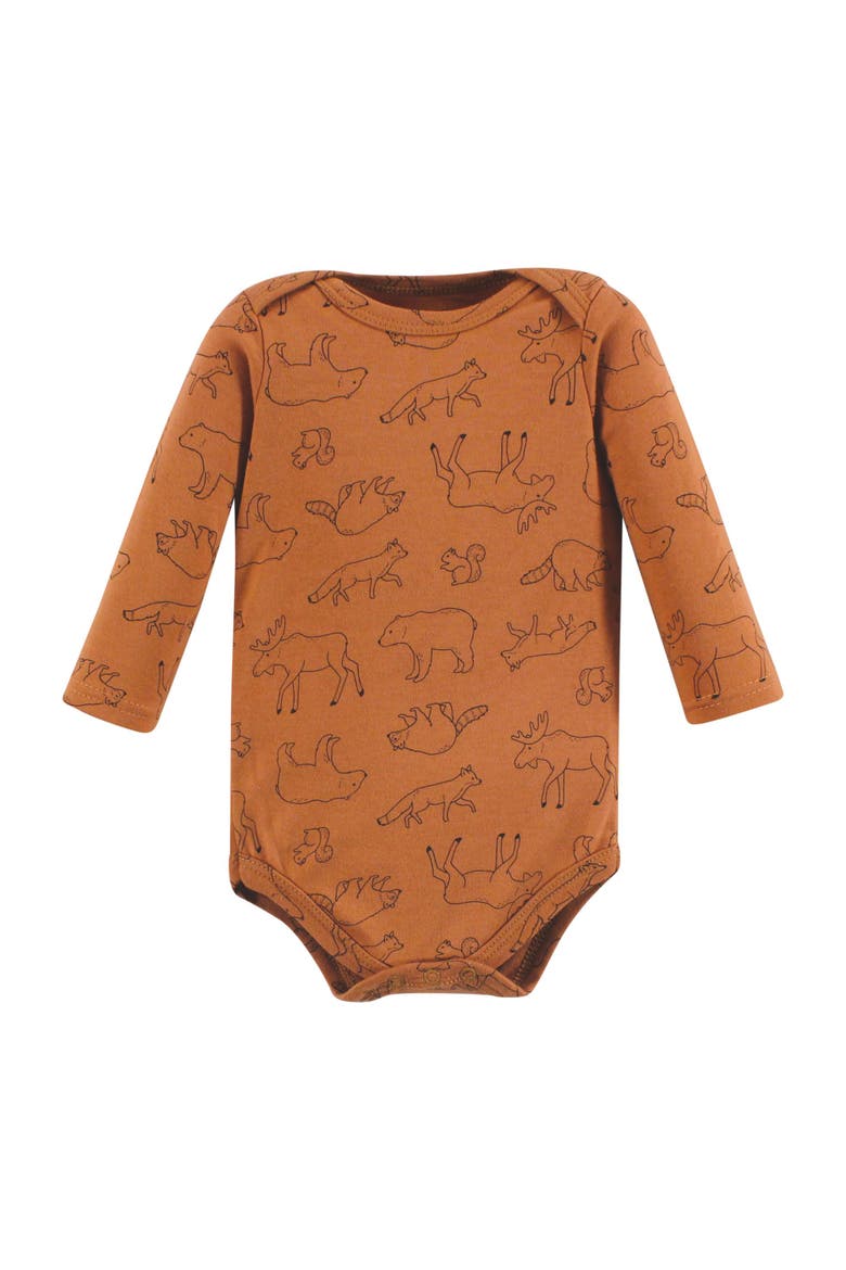Long-Sleeve Cotton Bodysuit Collection 7-Piece Set, Alternate, color, Into The Woods Prints 7-Pack
