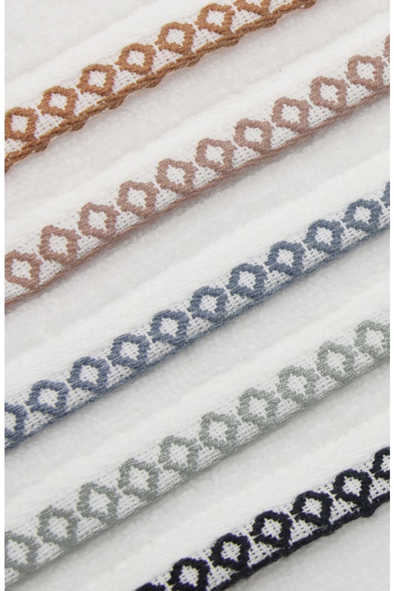 Border Stitch 6-Piece Cotton Towel Set, Alternate, color, WHITE/ROSEWOOD