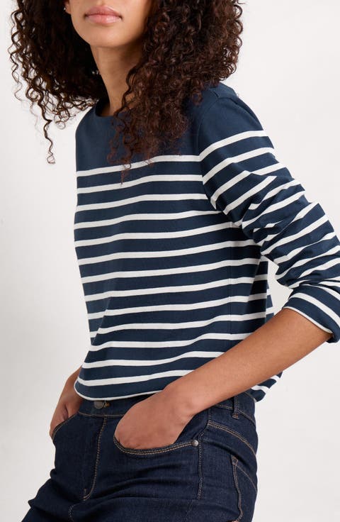 トップス gypsohila Fit Blouse Navy Stripe GPS543a Striped