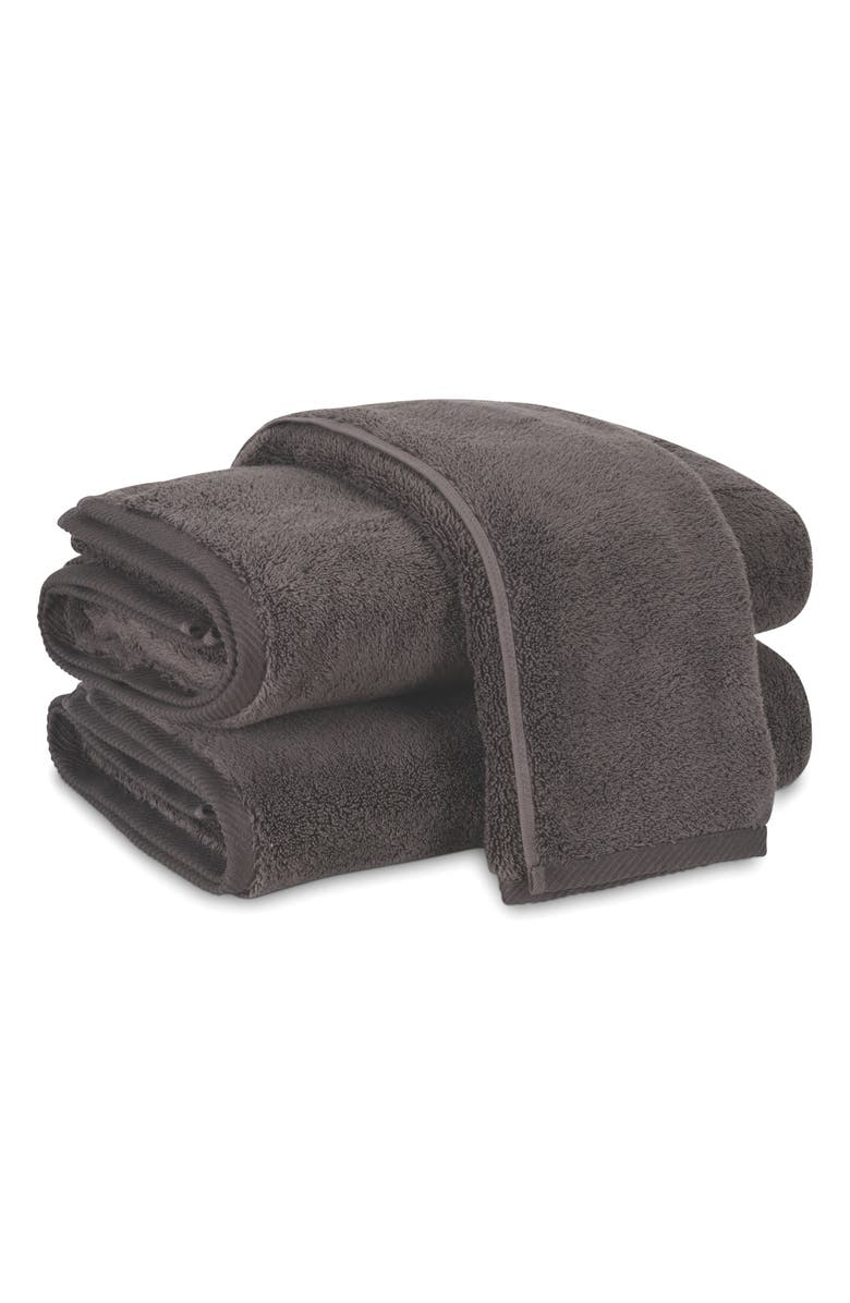 Matouk Milagro Fingertip Towel, Main, color, Charcoal