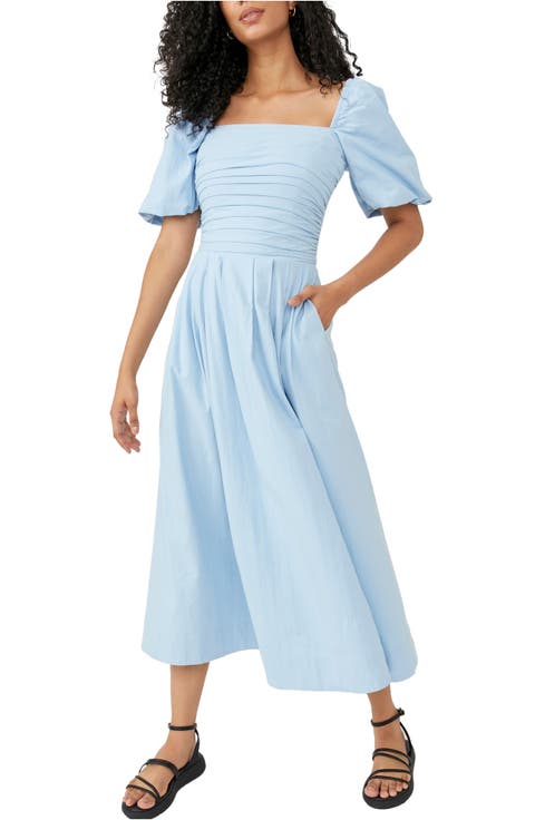 free-est Ain't She a Beaut Puff Sleeve Ruched Dress