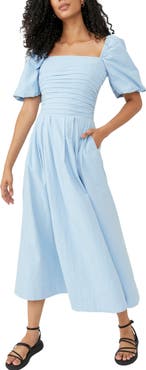 Free People free-est Ain't She a Beaut Puff Sleeve Ruched Dress