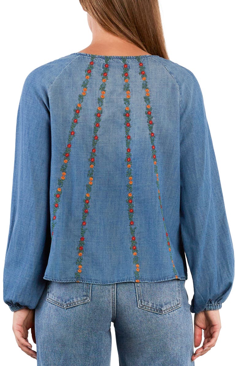 Billy T Floral Wallpaper Embroidered Top, Alternate, color, Denim