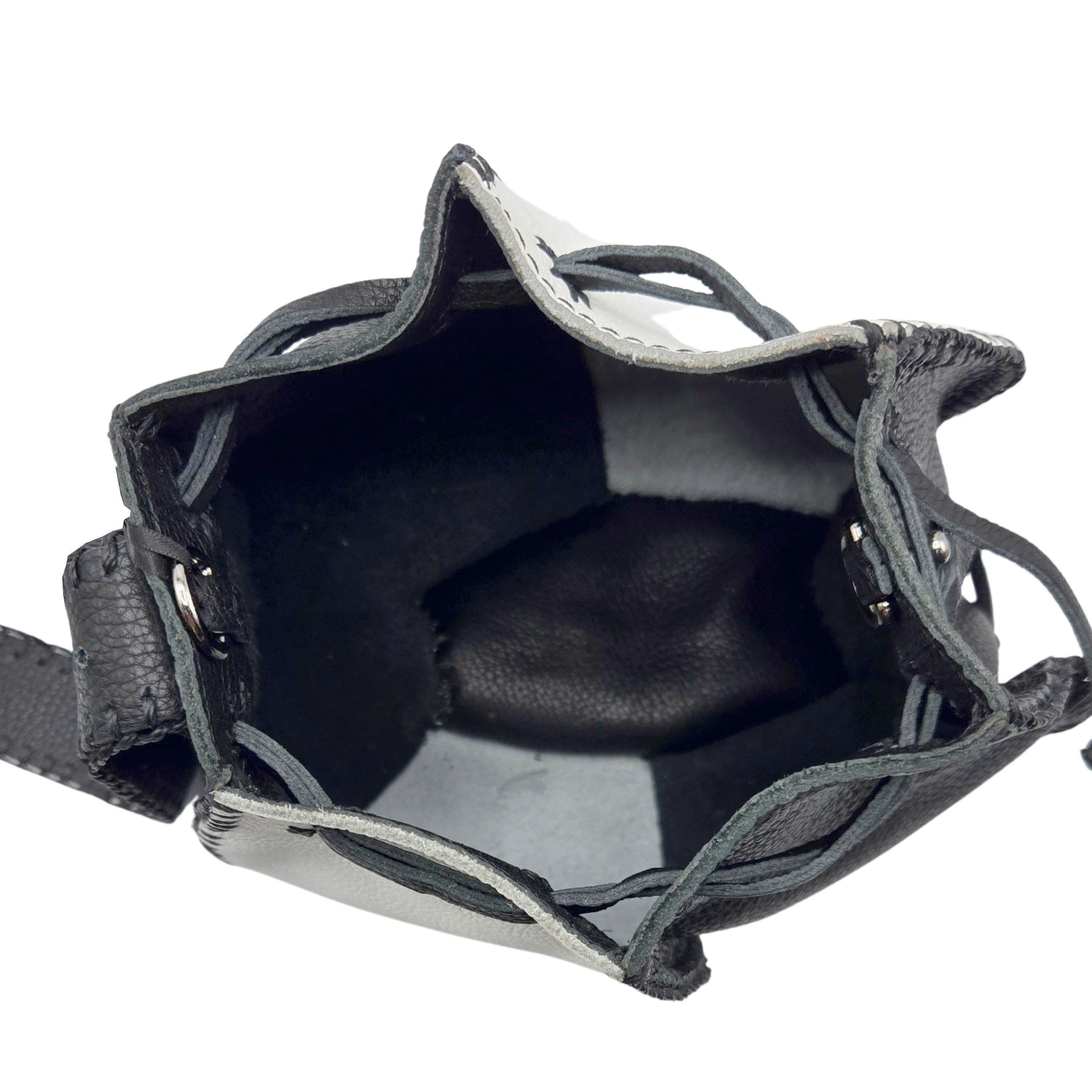 Carlos Falchi Tall Bucket Top Grain Leather Bag, Alternate, color, Black And White