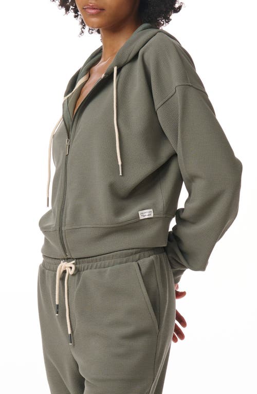 Splendid Waffle Stitch Front Zip Hoodie In Soft Vob