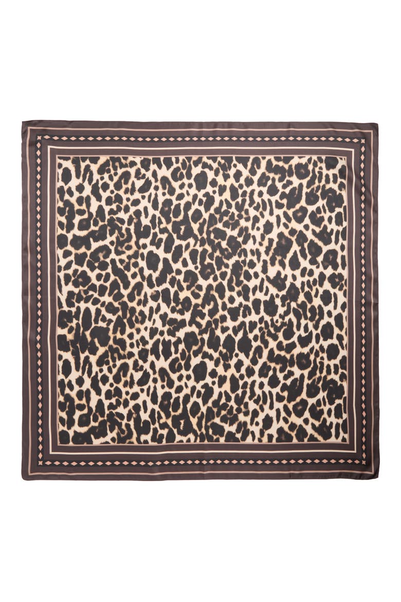 Leopard Print Square Silk Scarf, Alternate, color, LEOPARD BORDER