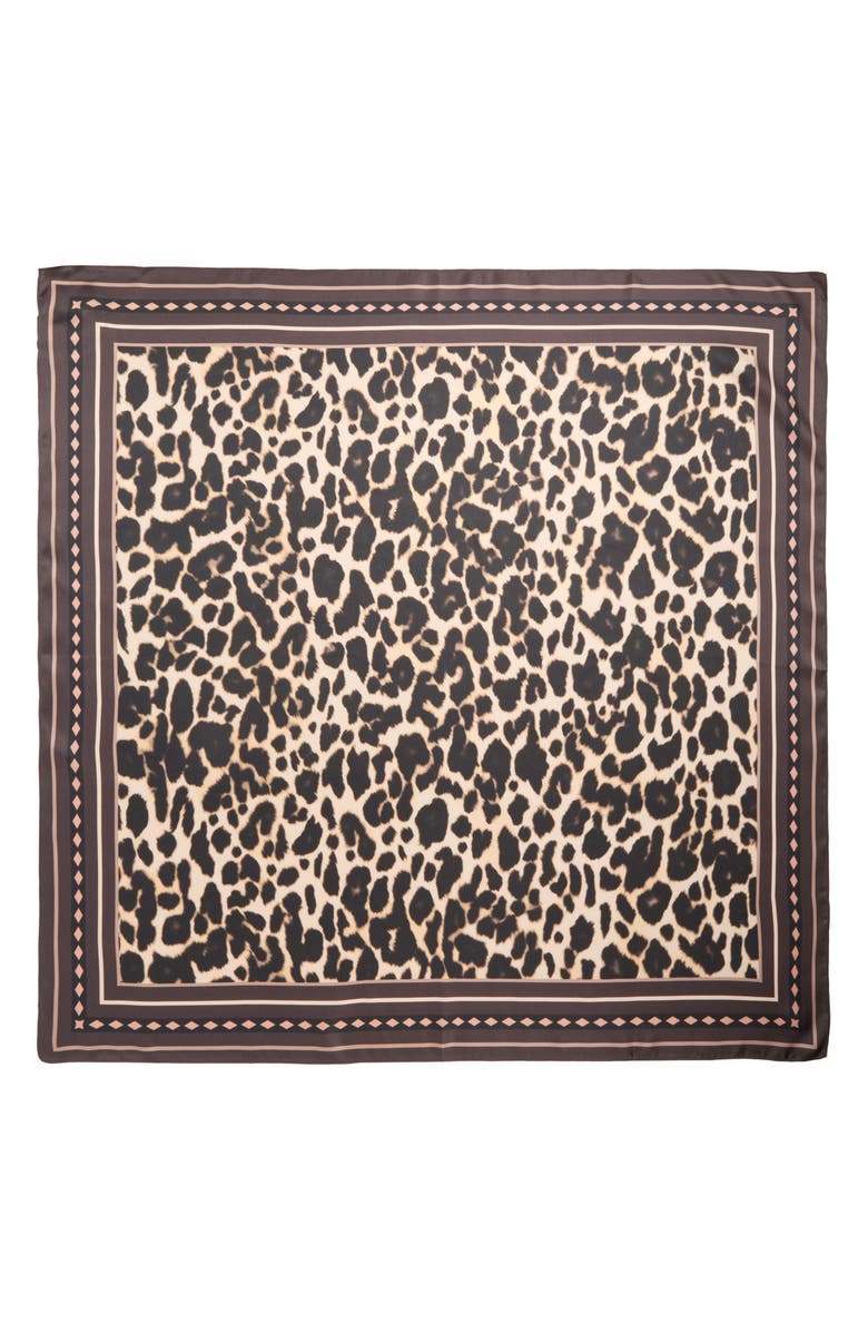 Nordstrom Leopard Print Square Silk Scarf, Alternate, color,