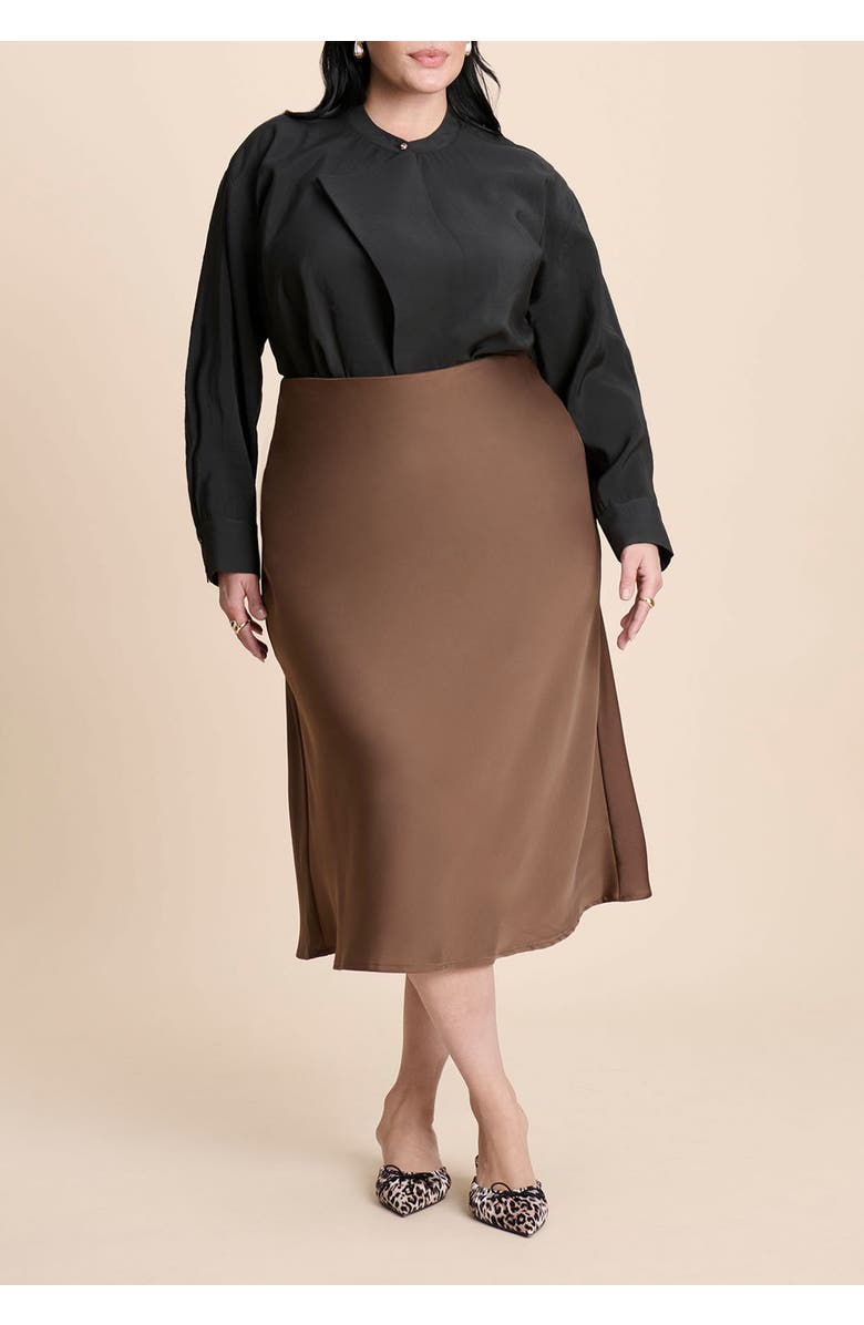 ELOQUII Neck Pleat Blouse, Alternate, color, Black Onyx