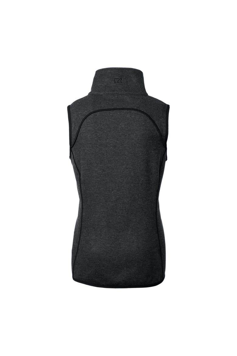 Women's Cutter & Buck  Heather Charcoal Seattle Seahawks Helmet Logo Mainsail Sweater-Knit Full-Zip Asymmetrical Vest, Alternate, color, Charcoal