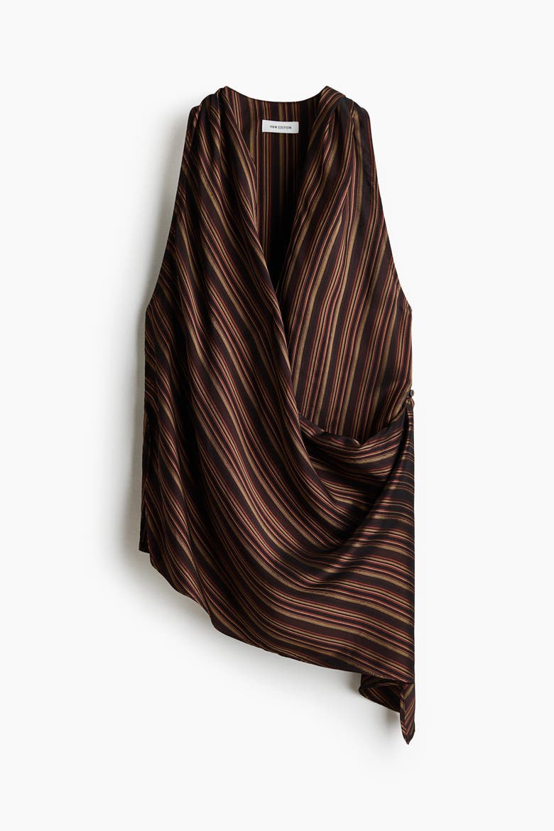 Jacquard-weave Wrap Top, Alternate, color, Dark brown/bright orange