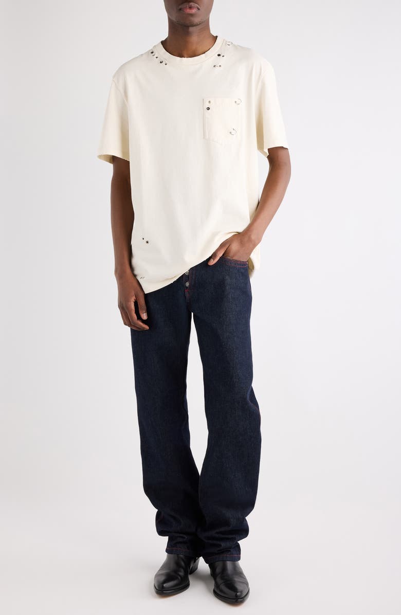 Isabel Marant Yezra Pierced Pocket T-Shirt, Alternate, color, Ecru