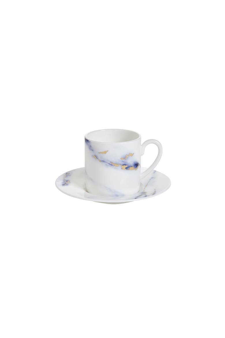 Marble Azure Espresso Cup & Saucer, Main, color, White