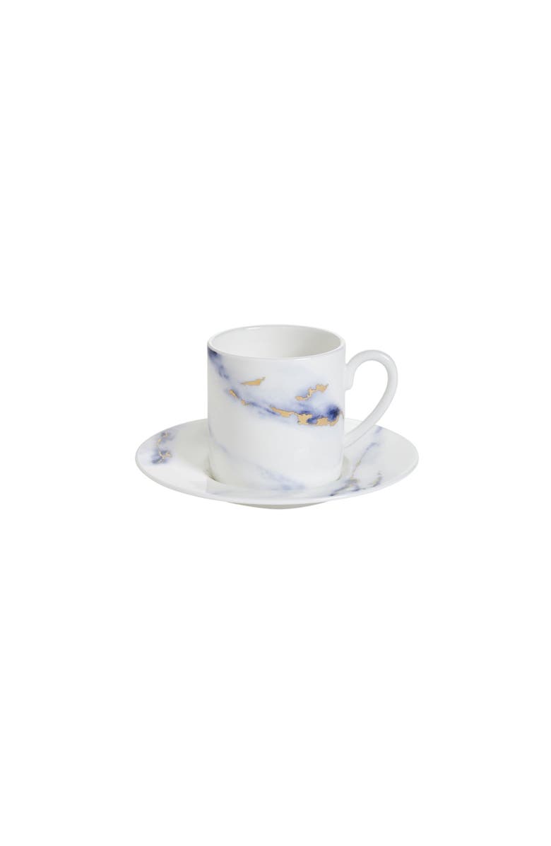 Prouna Marble Azure Espresso Cup & Saucer, Main, color, White
