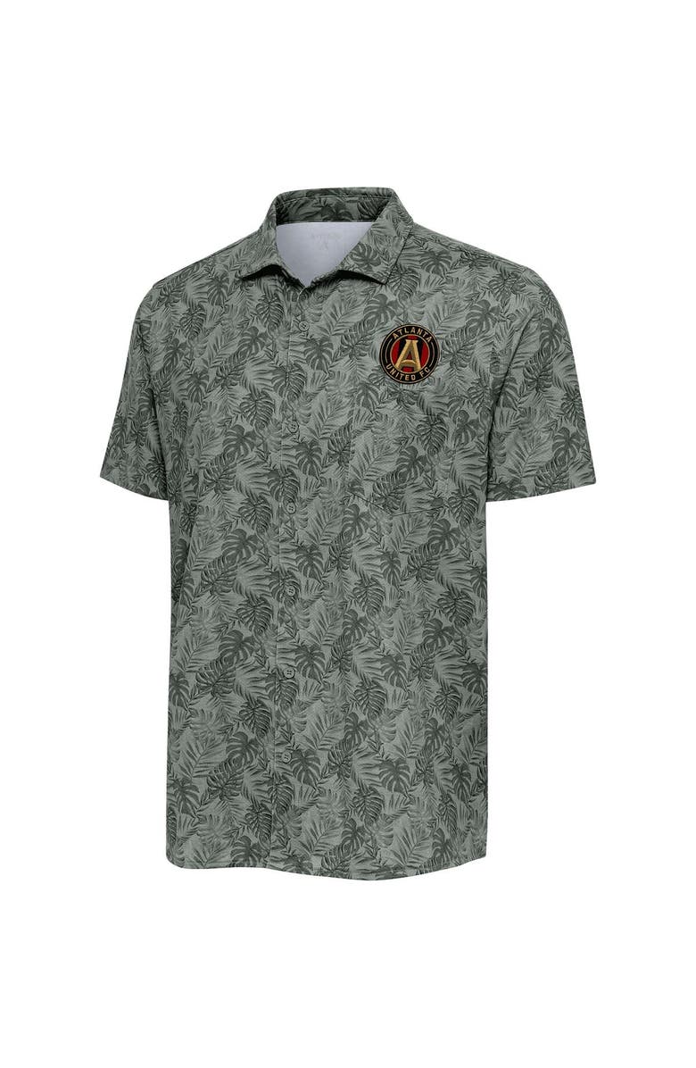 ANTIGUA Men's Antigua Black Atlanta United FC Resort Button-Up Shirt, Alternate, color, 