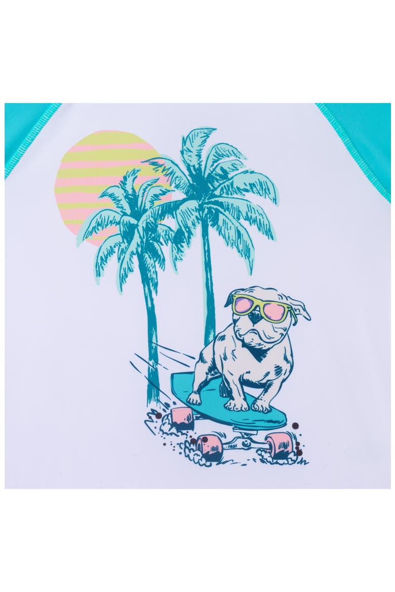 Kids' Skater Dog T-Shirt & Swim Shorts Set, Alternate, color, AQUA SKATER