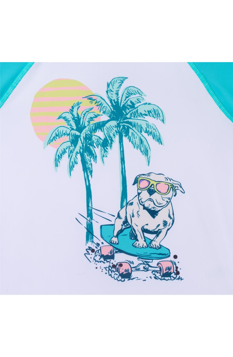 Andy & Evan Kids' Skater Dog T-Shirt & Swim Shorts Set, Alternate, color, Aqua Skater