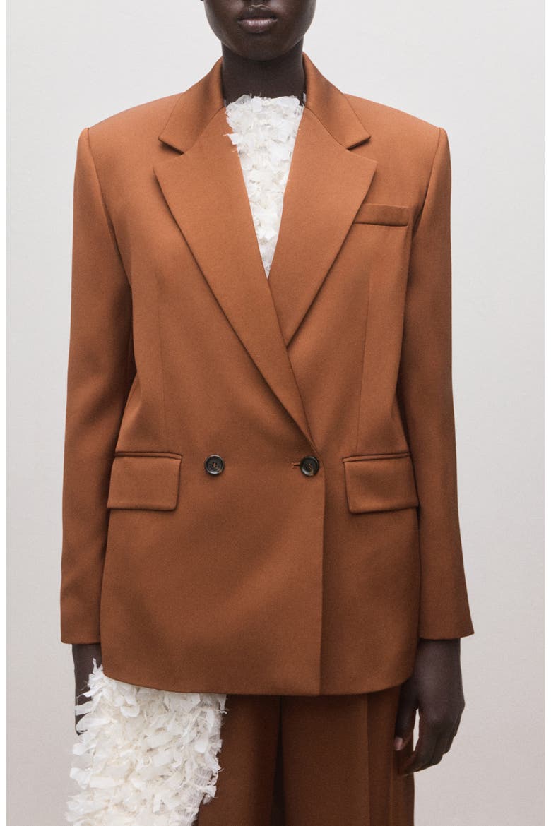 Double Breasted Blazer, Main, color, COGNAC