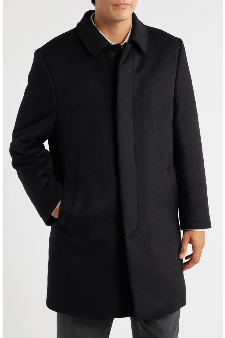 Melville Wool Blend Longline Coat, Alternate, color, BLACK