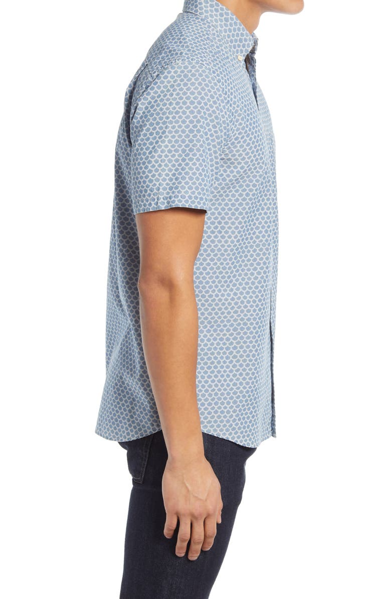 Faherty Playa Regular Fit Print Short Sleeve Button-Down Shirt, Alternate, color, Fish Scale Redux