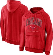 FANATICS Men's Fanatics Branded Heather Red Chicago Bulls Foul Trouble Snow Wash Raglan Pullover Hoodie