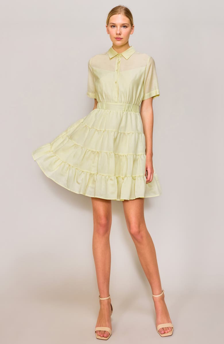 MELLODAY Short Sleeve Tiered Shirtdress, Alternate, color, 