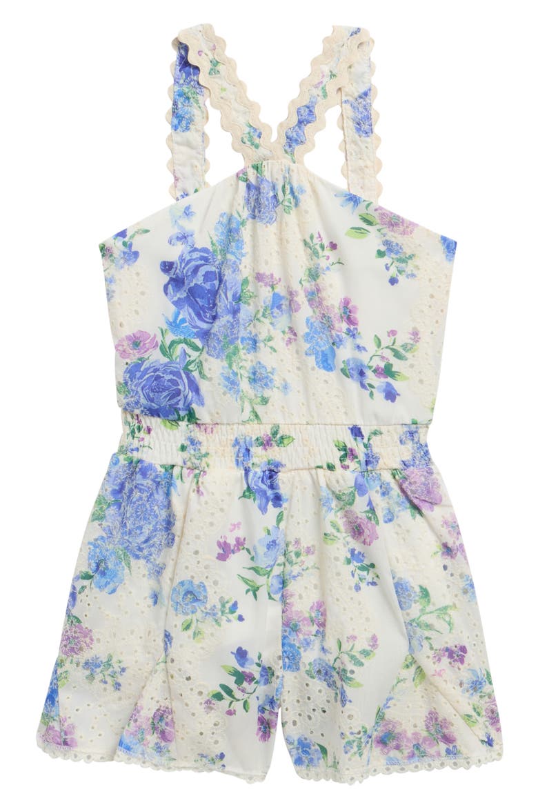 Kids' Floral Eyelet Romper, Main, color, IVORY MULT