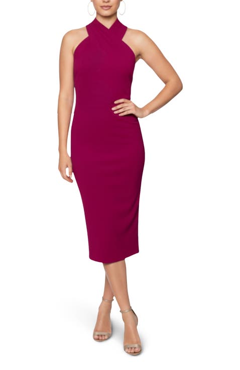 Harland Crossover Halter Midi Dress
