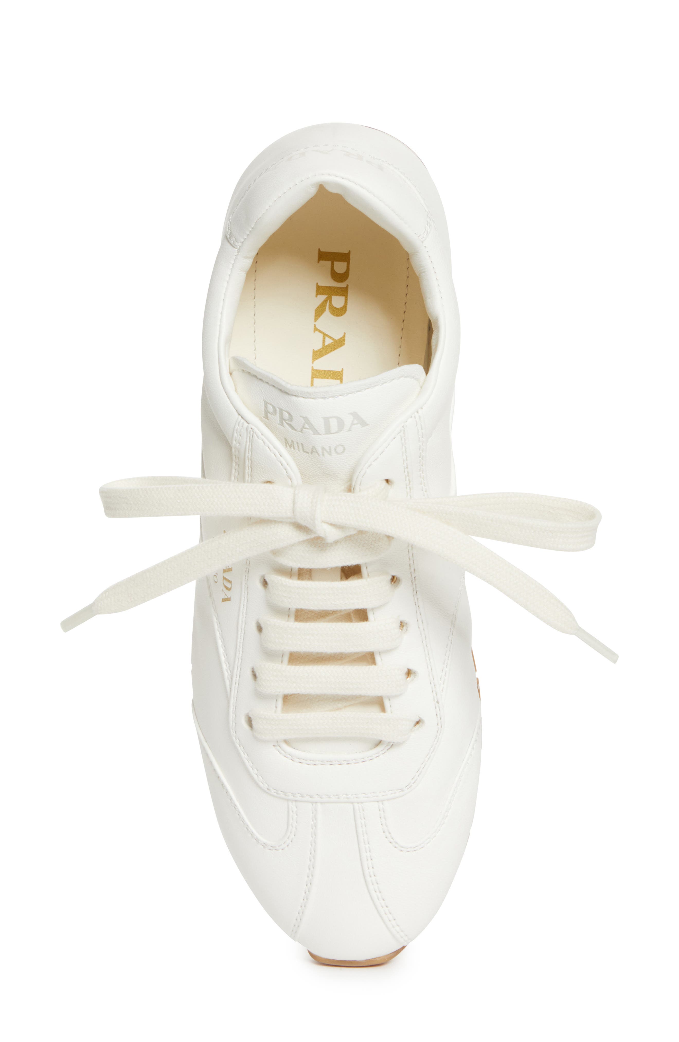 Prada Low Top Sneaker, Alternate, color, Avorio