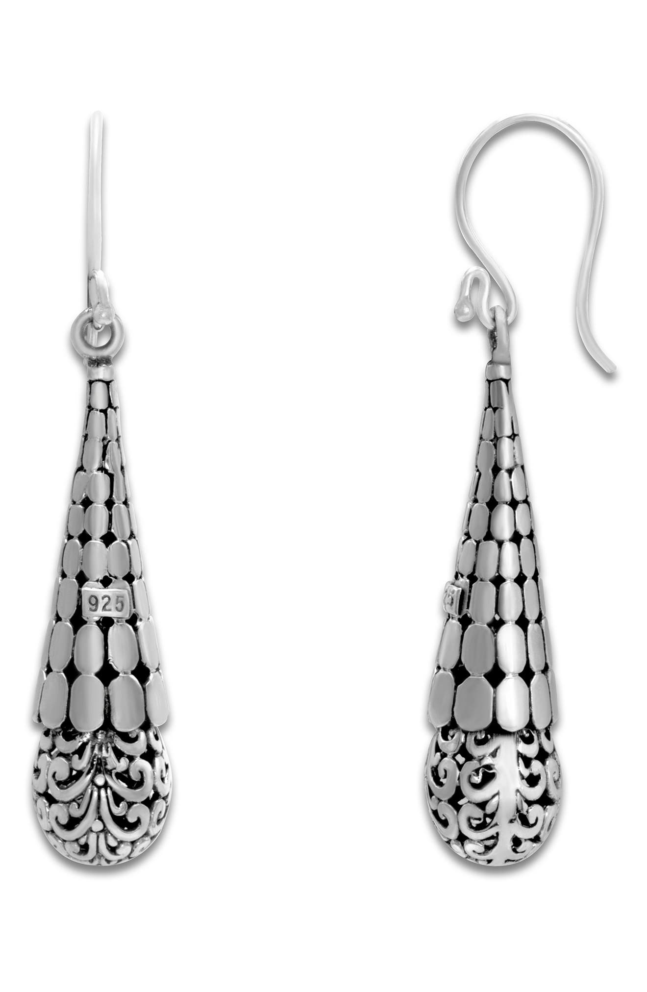SAMUEL B. Sterling Silver Balinese Cone Drop Earrings