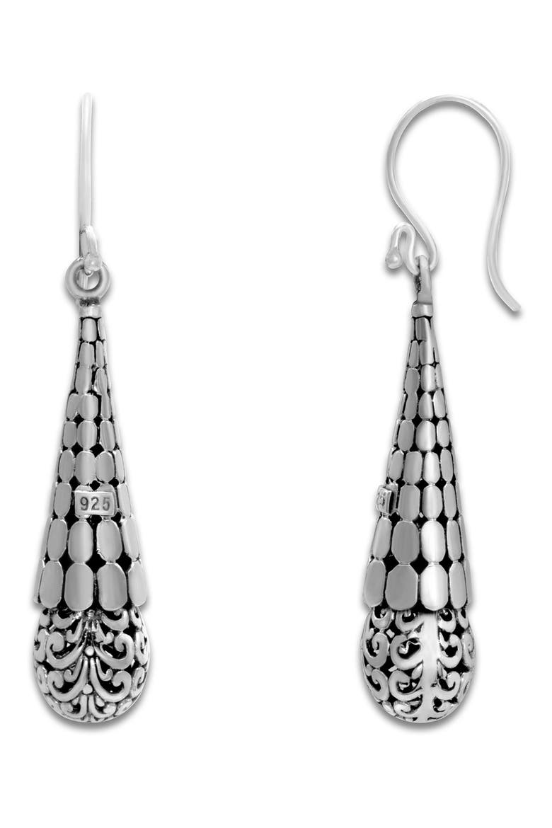 Sterling Silver Balinese Cone Drop Earrings, Main, color, SILVER