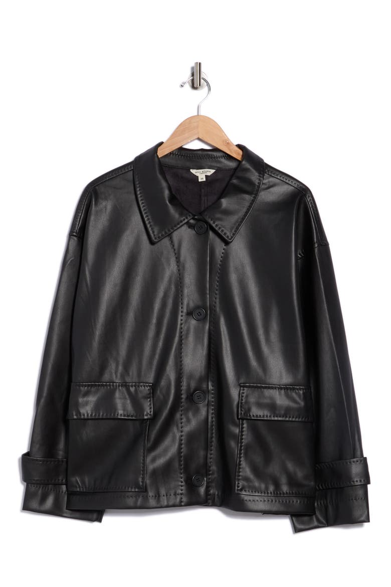 Faux Leather Jacket, Alternate, color, BLACK