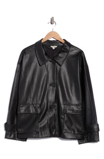 Max Studio Faux Leather Jacket In Black