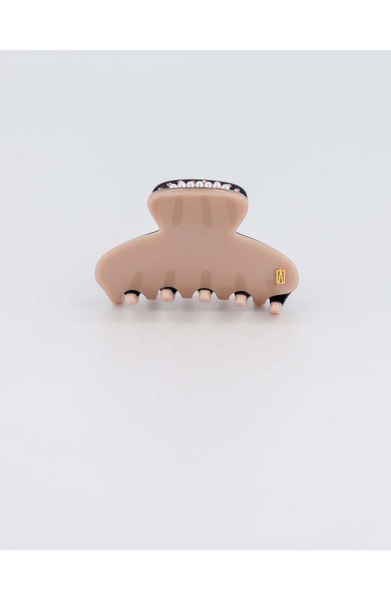 Alexandre de Paris Voltaire pearls and crystals acetate hair clip, Alternate, color, Brown