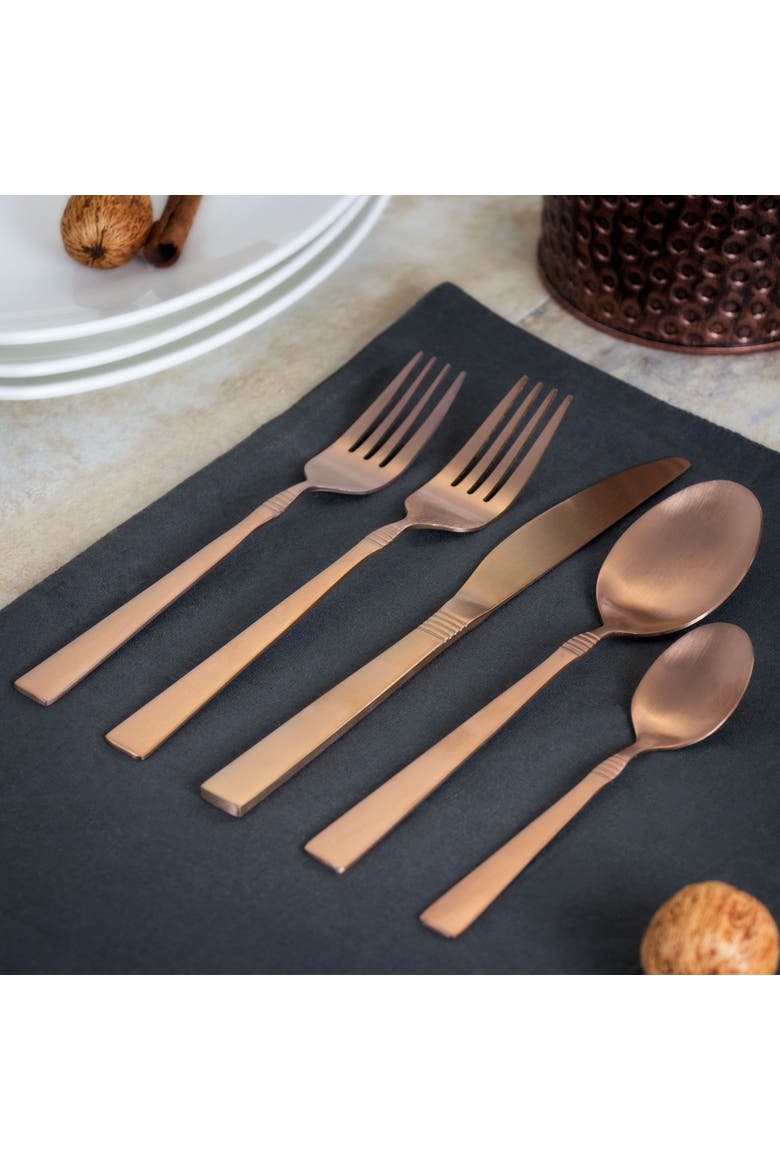 Cravat 20 Piece Flatware Utensil Set, Alternate, color, Matte Rose