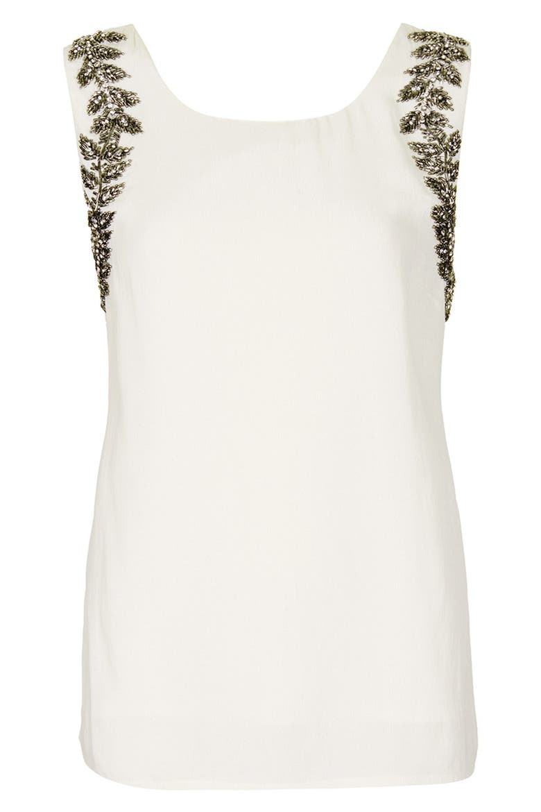 Beaded Cutout Tank, Alternate, color, CREAM