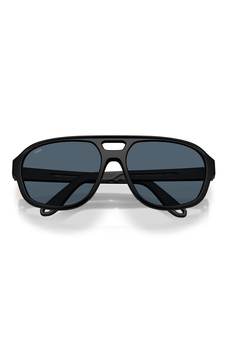 Street Heat 55mm Polarized Rectangular Sunglasses, Alternate, color, MATTE BLACK/ GREY