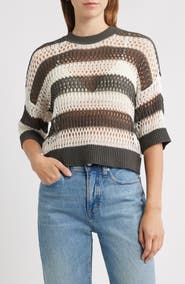 Madewell Stripe Pointelle Stitch Sweater