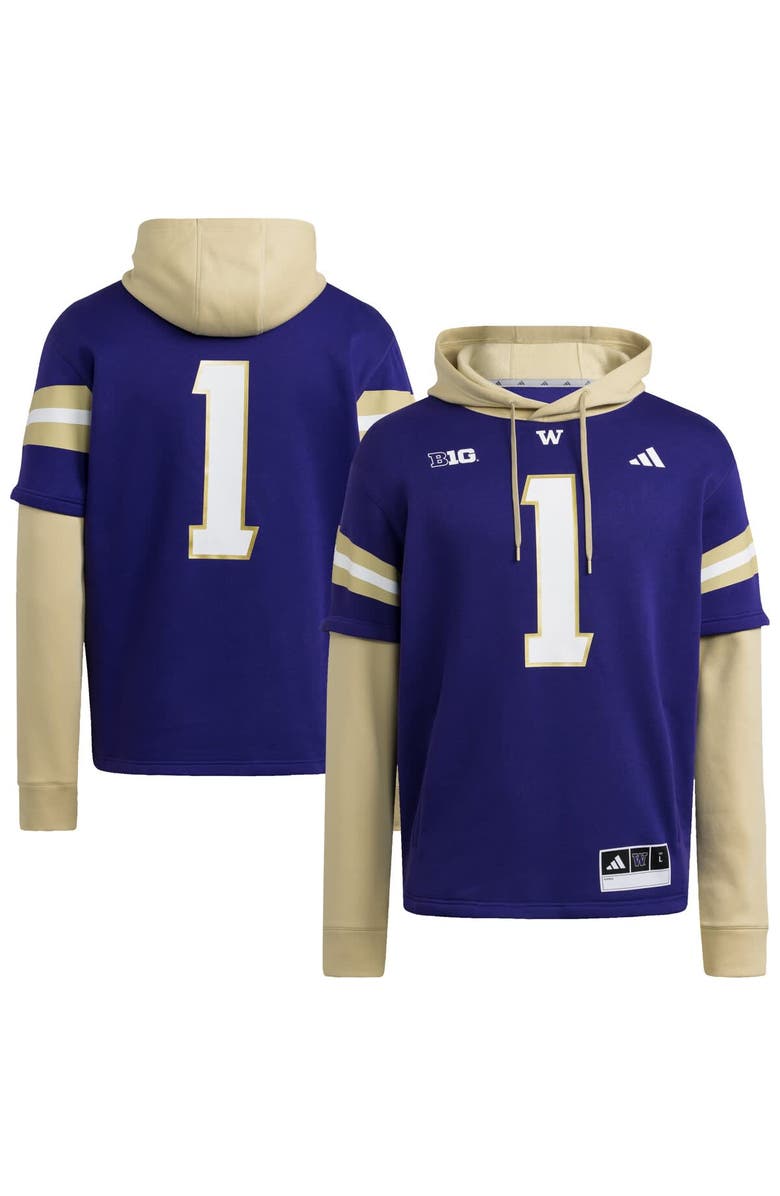 adidas Men's adidas  Purple Washington Huskies Jersey Pullover Hoodie, Main, color, Purple