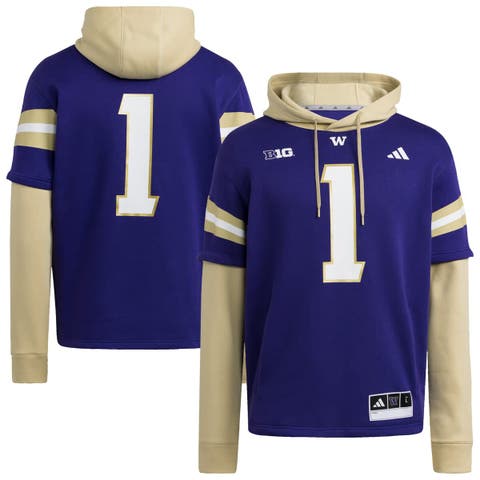 Men's adidas  Purple Washington Huskies Jersey Pullover Hoodie