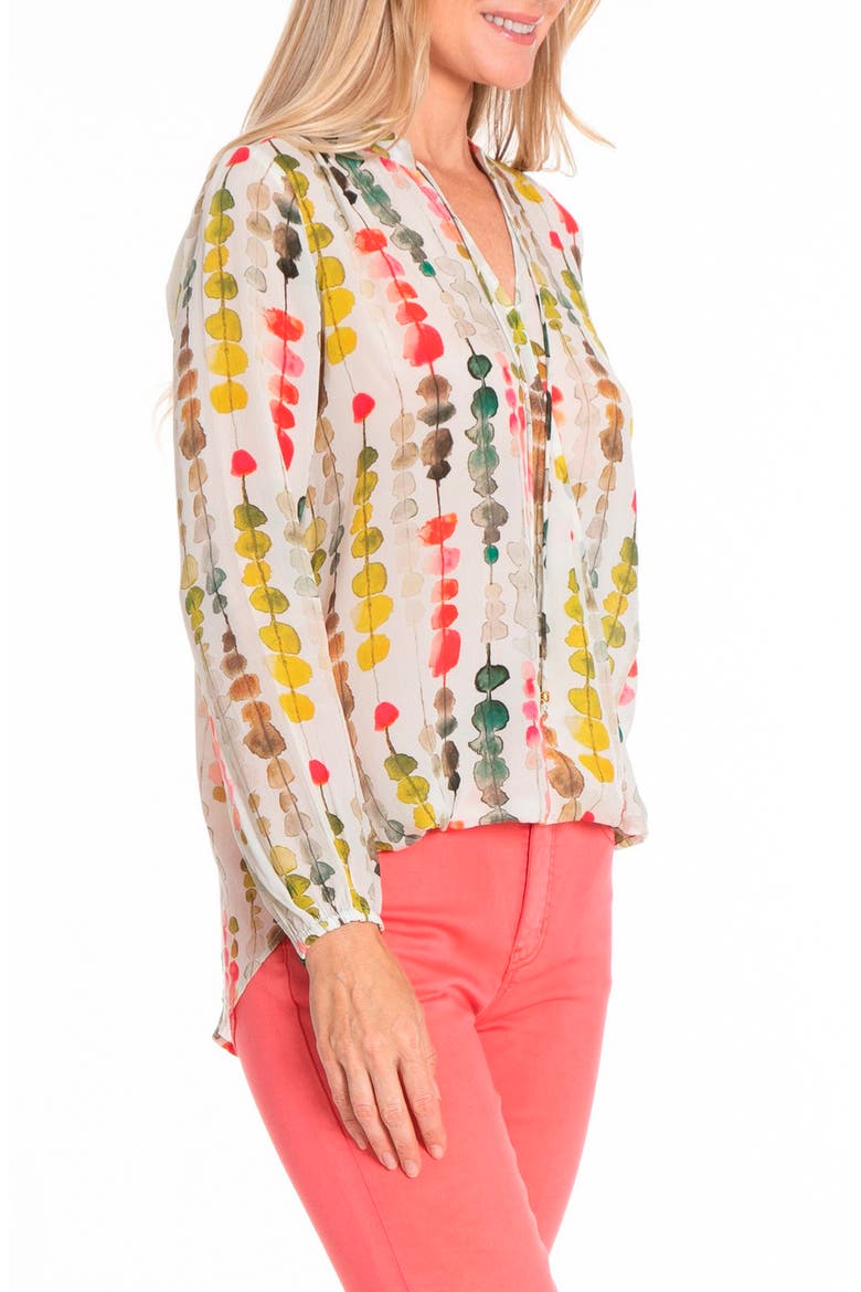 Print Tassel Surplice Chiffon Top, Alternate, color, BEIGE MULTI