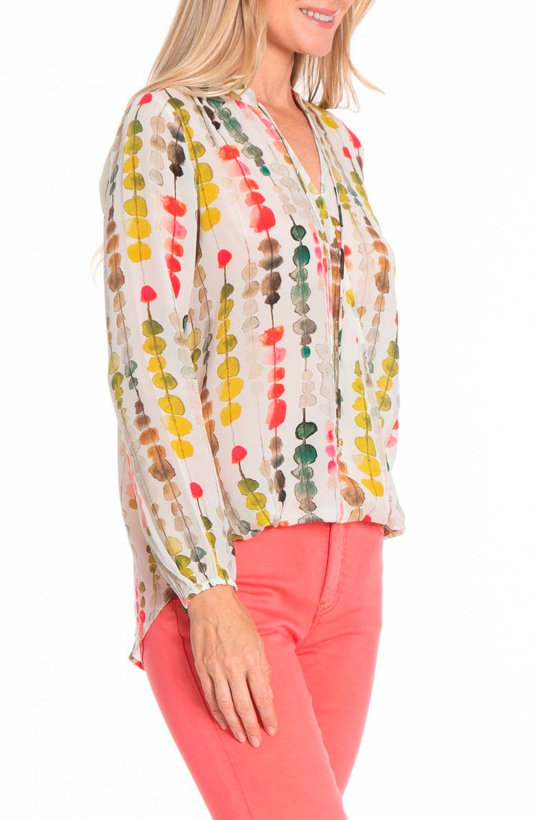 APNY Print Tassel Surplice Chiffon Top, Alternate, color, Beige Multi