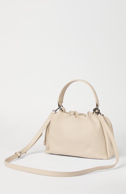 Brunello Cucinelli Small Soft Leather Mellow Bucket Bag In White