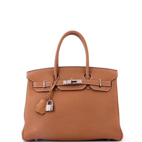 Birkin Handbag Brown Togo with Palladium Hardware 30