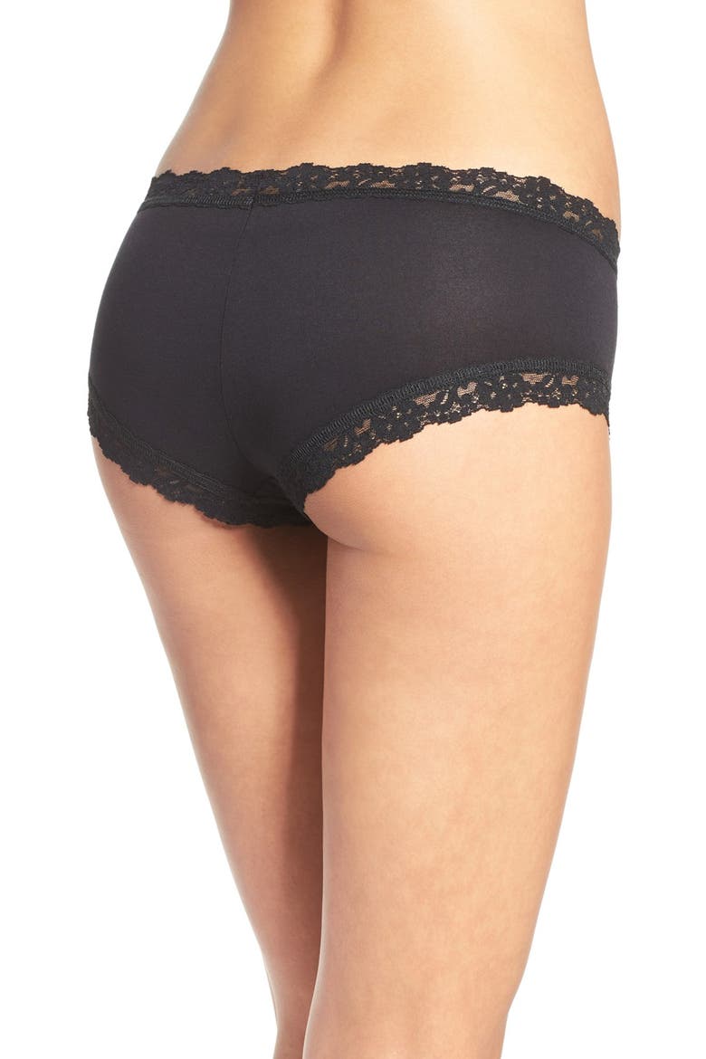 Stretch Supima® Cotton Boyshorts, Alternate, color, BLACK