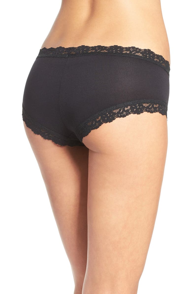 Hanky Panky Stretch Supima<sup>®</sup> Cotton Boyshorts, Alternate, color, Black