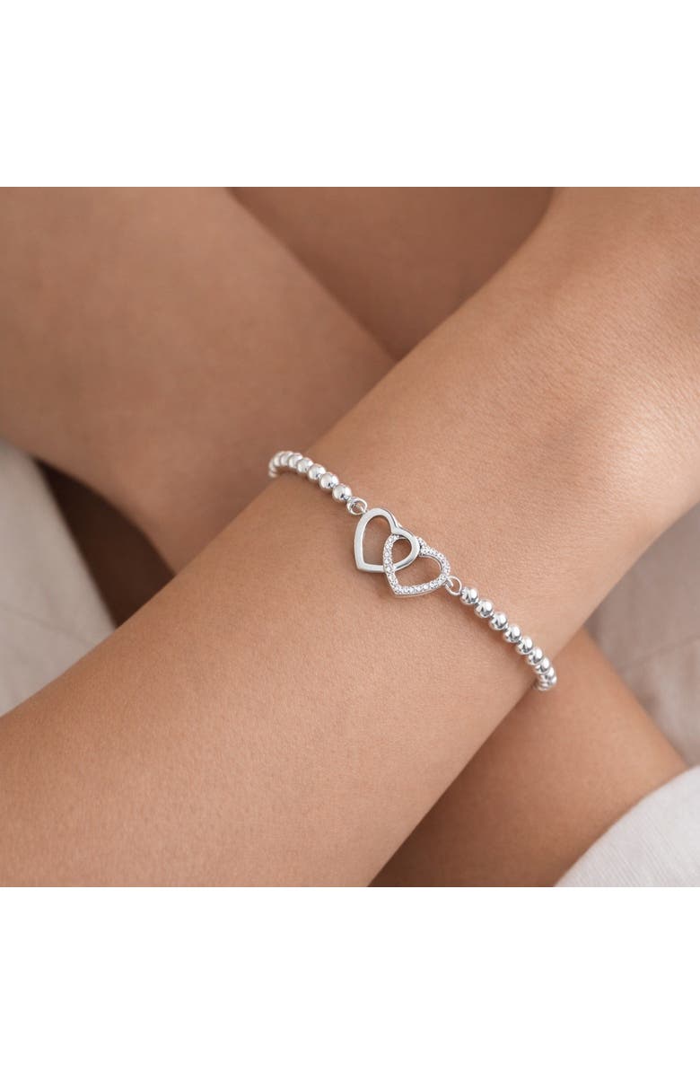 Donatello Gian Crystal Heart Bead Bracelet, Alternate, color, Silver