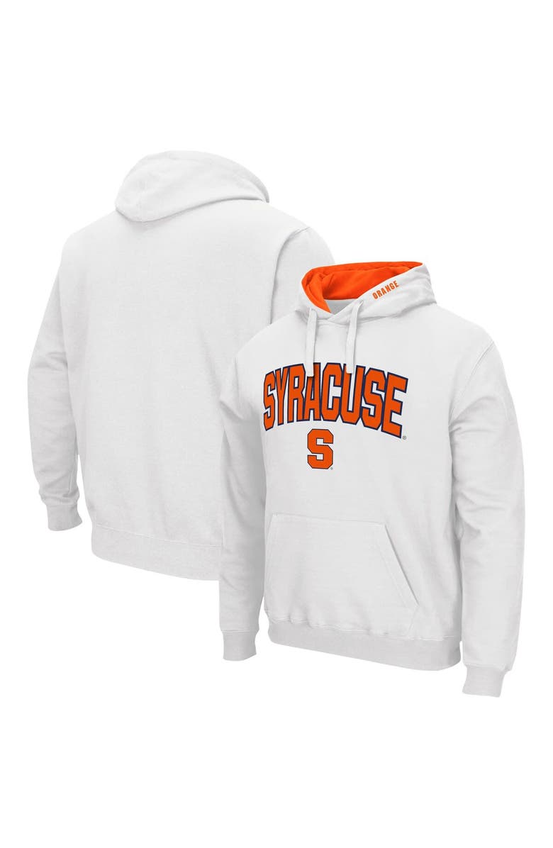COLOSSEUM Men's Colosseum White Syracuse Orange Arch & Logo 3.0 Pullover Hoodie, Main, color, 