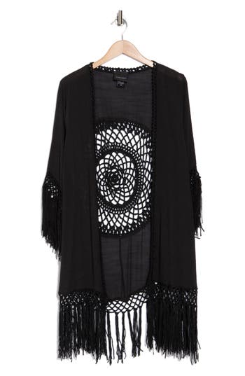 FORGOTTEN GRACE FORGOTTEN GRACE LONG FRINGE KNIT RUANA