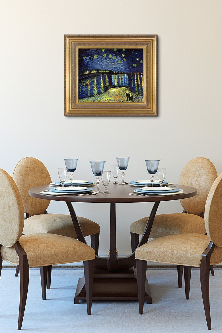 Starry Night Over the Rhone - Framed Oil Reproduction of an Original Painting by Vincent Van Gogh, Alternate, color, MULTI