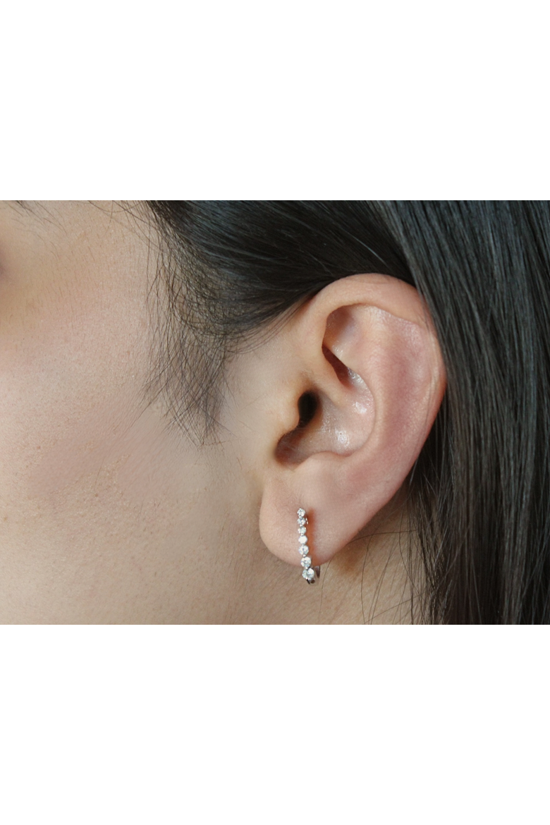 Dewdrop Cascading Diamond Huggie Hoop Earrings in 14K Gold, Alternate, color, 14K White Gold